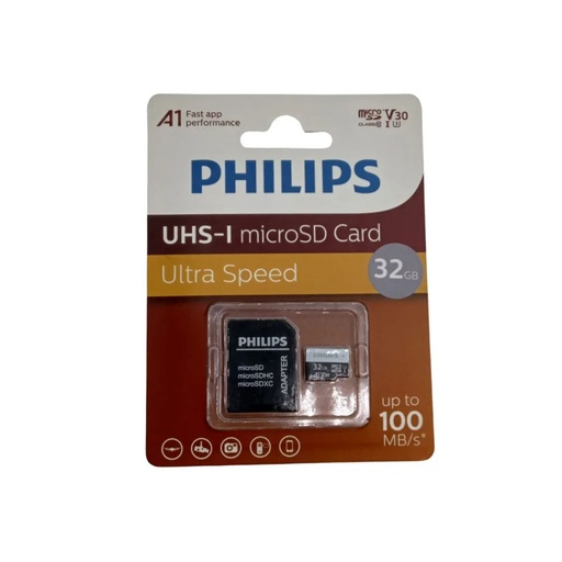 Carte mémoire PHILIPS micro SD 32 Go UHS-I Ultra speed 100 mb/s CLASSE 10